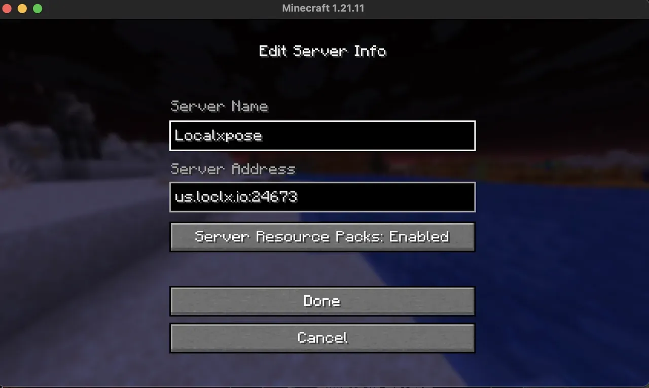 Adding Server in Minecraft Multiplayer