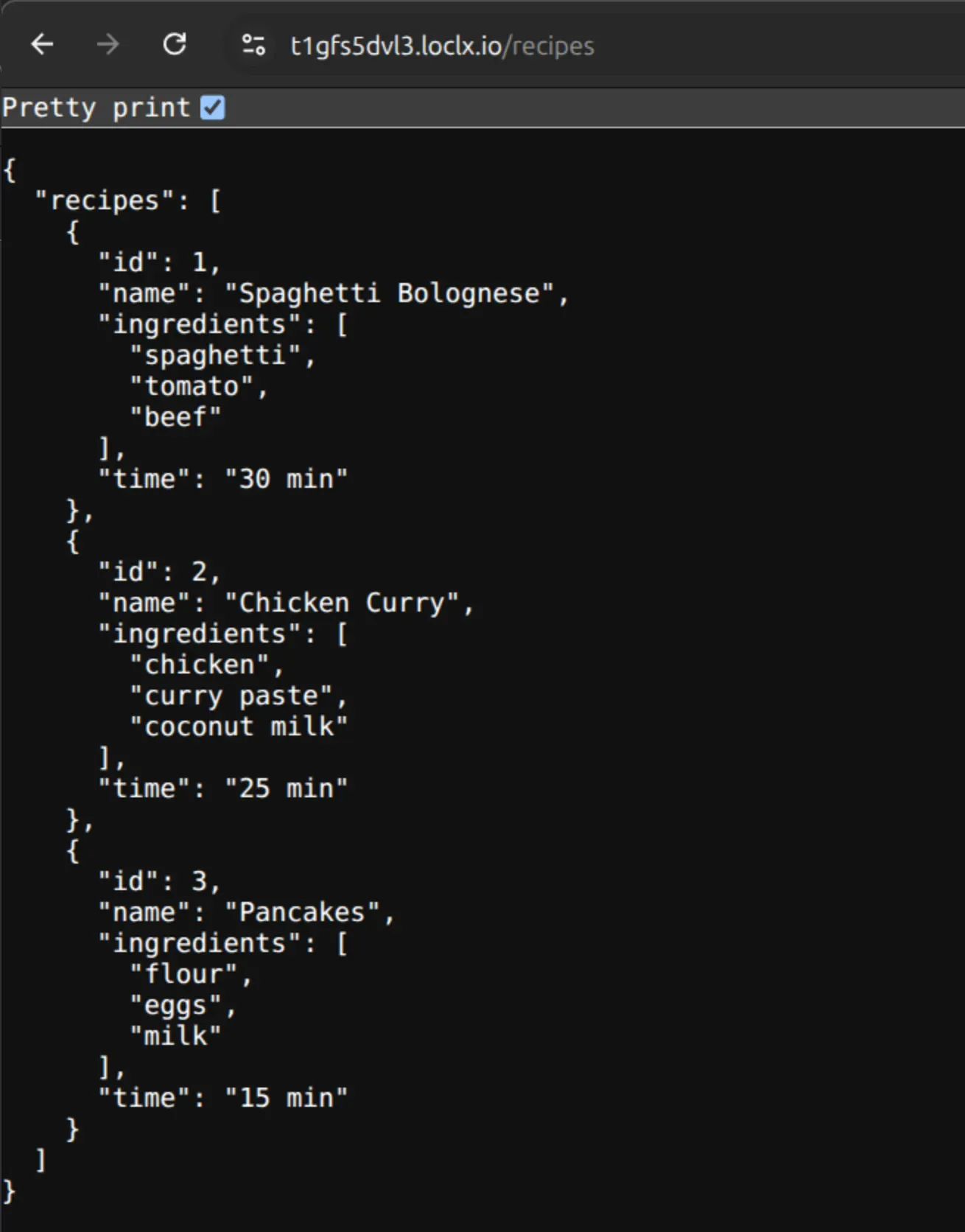 LocalXpose running application