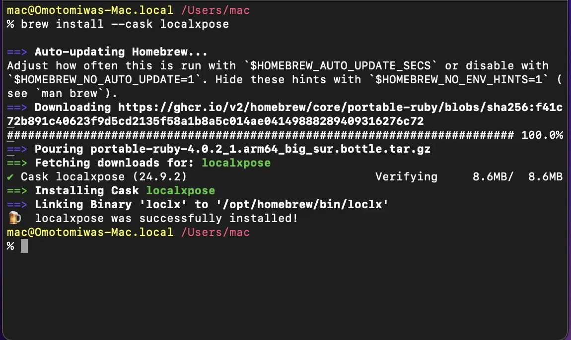 LocalXpose CLI installation