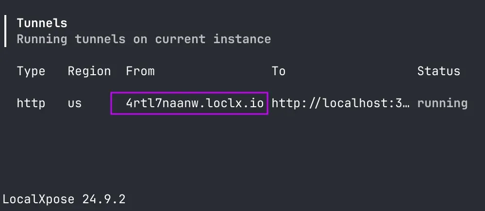 LocalXpose running