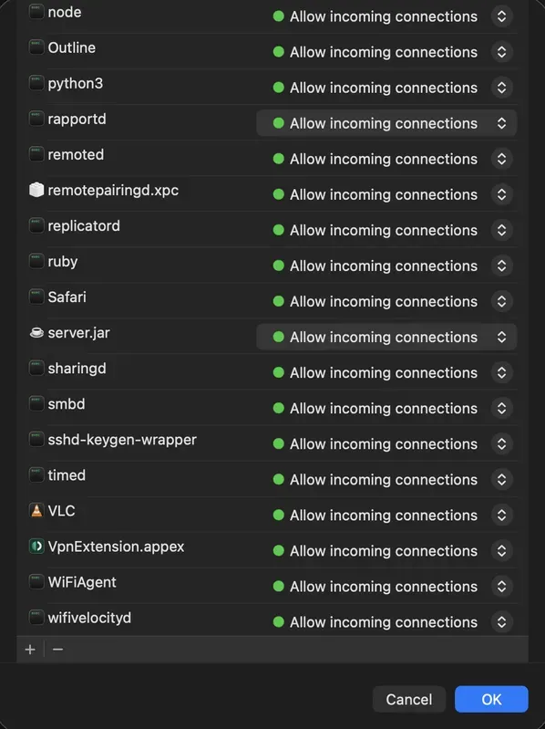 macOS Firewall Options