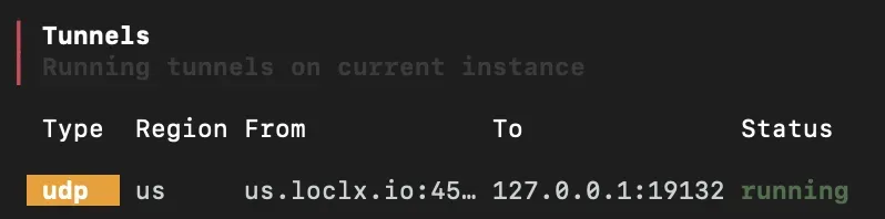 Example UDP gaming server connection