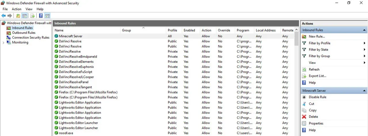 Adding Inbound Rule in Windows Firewall