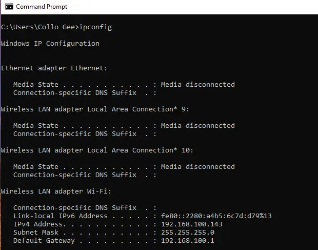 Windows Network Settings IP